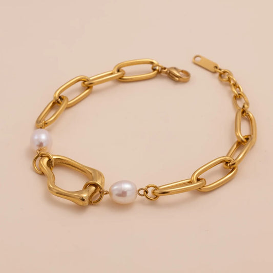 Aurum Pearl Link Bracelet