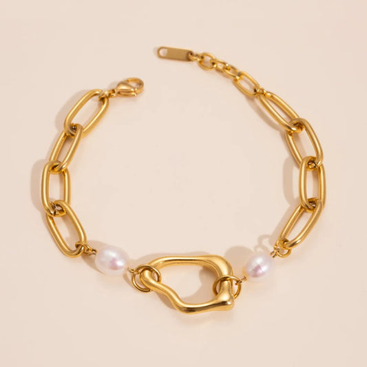 Aurum Pearl Link Bracelet