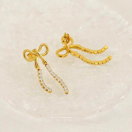 Crystal Bow Drop Earrings