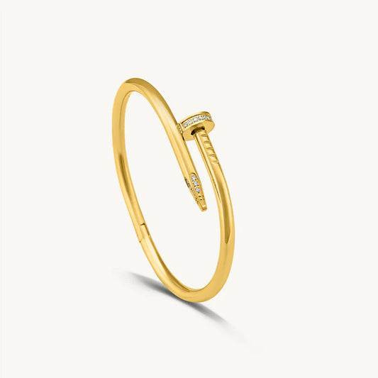Golden Nail Bangle Bracelet