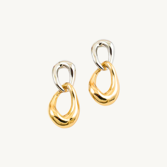 Two-Tone Abstract Drop Earrings