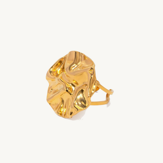 Sculpted Molten Gold Statement Ring