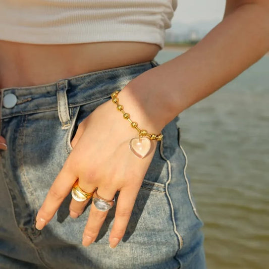 Transparent Heart Charm Bracelet