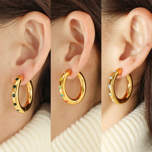 Gemstone Huggies Earrings