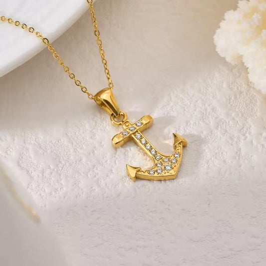 Crystal Anchor Necklace