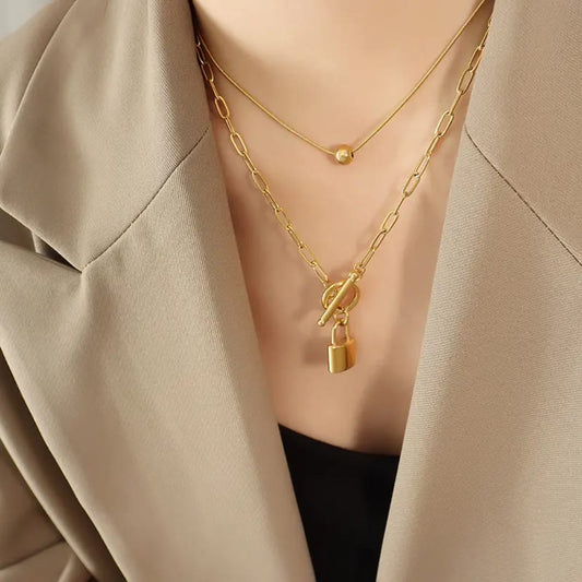 Duo Chain & Lock Necklace
