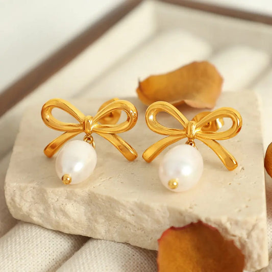 Pearl Bow Earrings