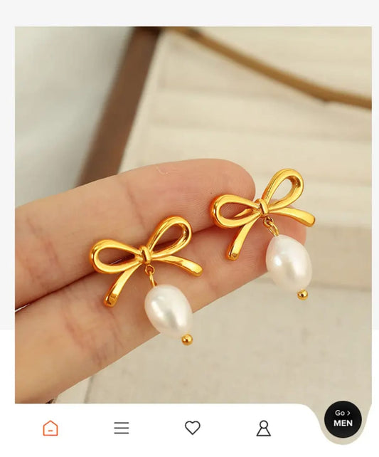 Pearl Bow Earrings
