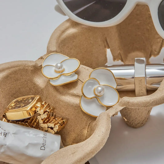 White Blossom Pearl Earrings