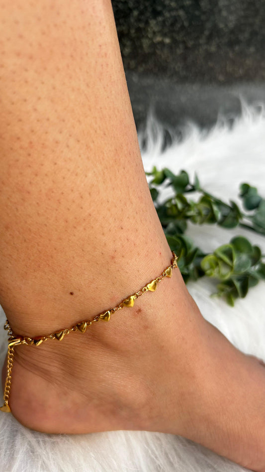 Golden Hearts Anklet