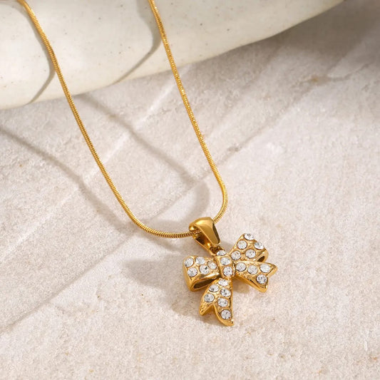 Studed Bow Necklace