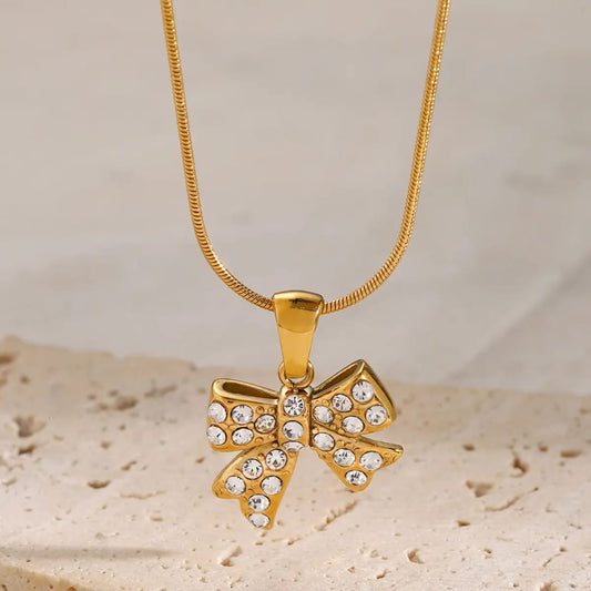 Studed Bow Necklace