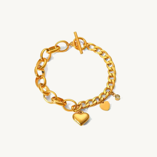 Golden Charm Heart Link Bracelet