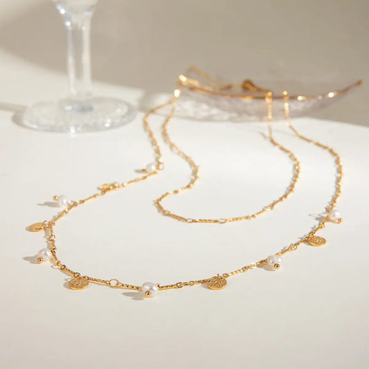 Gold Pearl Layer Necklace