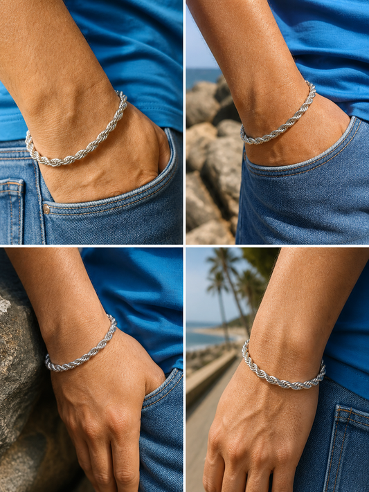 Twisted Rope Silver Bracelet