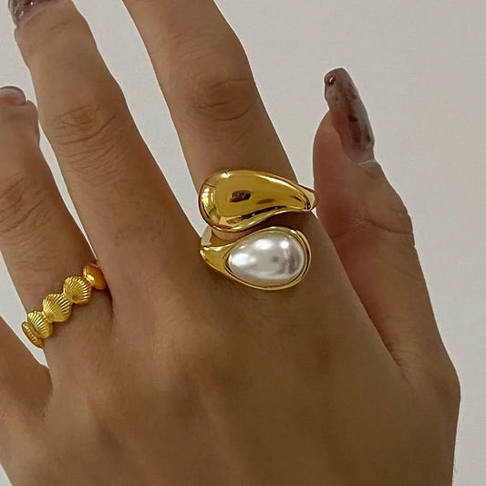 Golden Pearl Ember Ring