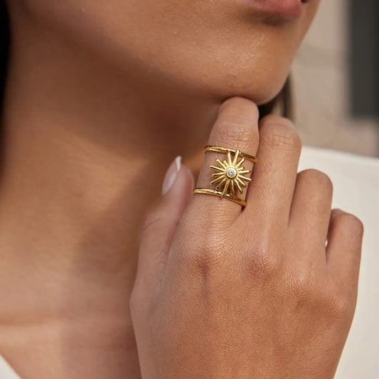 Golden Sunburst Adjustable  Ring