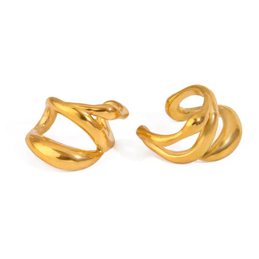 Golden Twist Ear Cuffs (2 pcs, Both Ears)