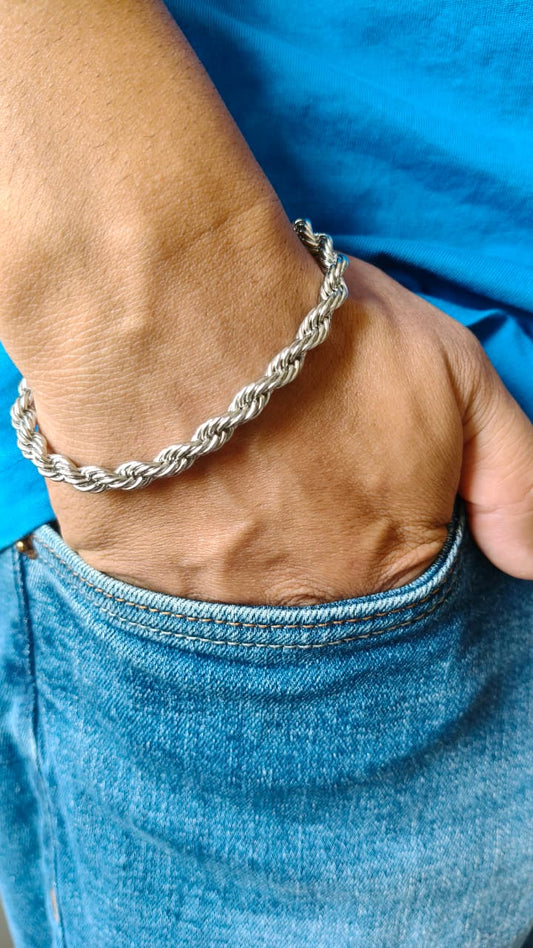 Twisted Rope Silver Bracelet