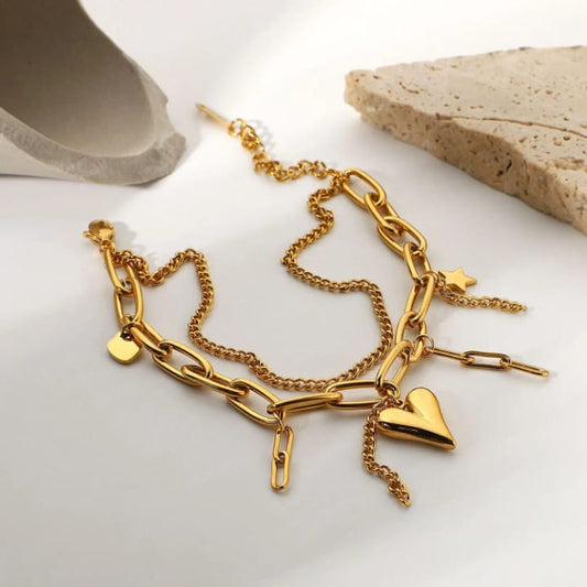Heart Link Charm Bracelet