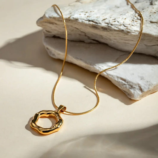 Molten Gold Circle Pendant