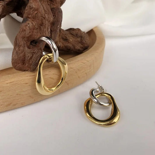 Two-Tone Abstract Drop Earrings