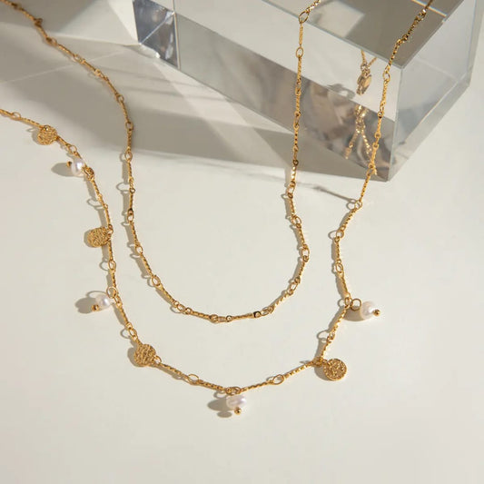 Gold Pearl Layer Necklace