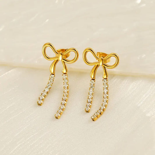 Crystal Bow Drop Earrings