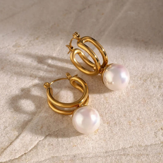The Aurora Pearl Hoops