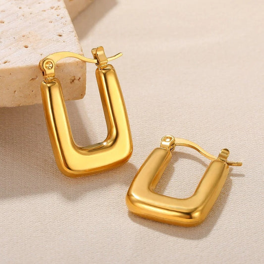 Bold Geometric Gold Hoop Earrings