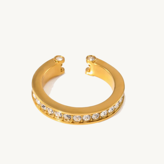 Gold Crystal-Embellished Open Band Ring