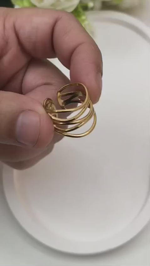Golden Layers Ring Adjustable