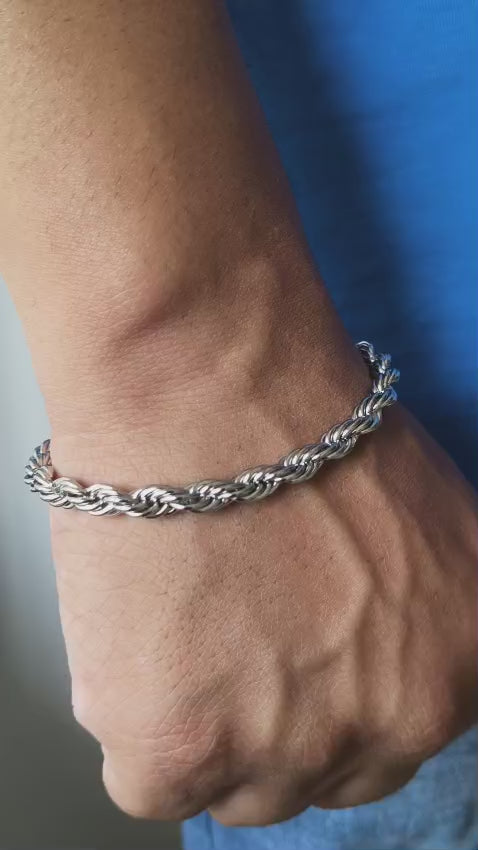 Twisted Rope Silver Bracelet