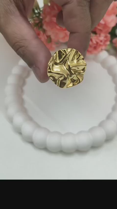 Sculpted Molten Gold Statement Ring