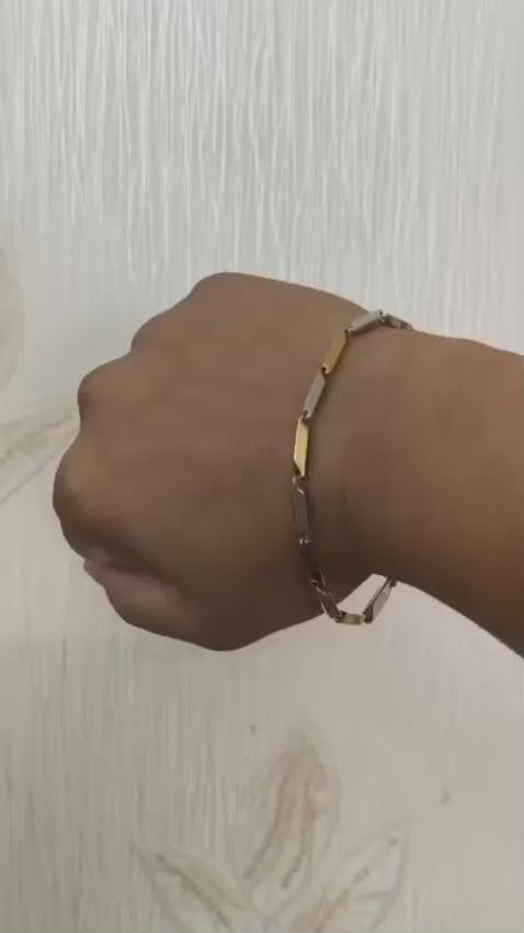 Dual Tone  Bar Link Bracelet